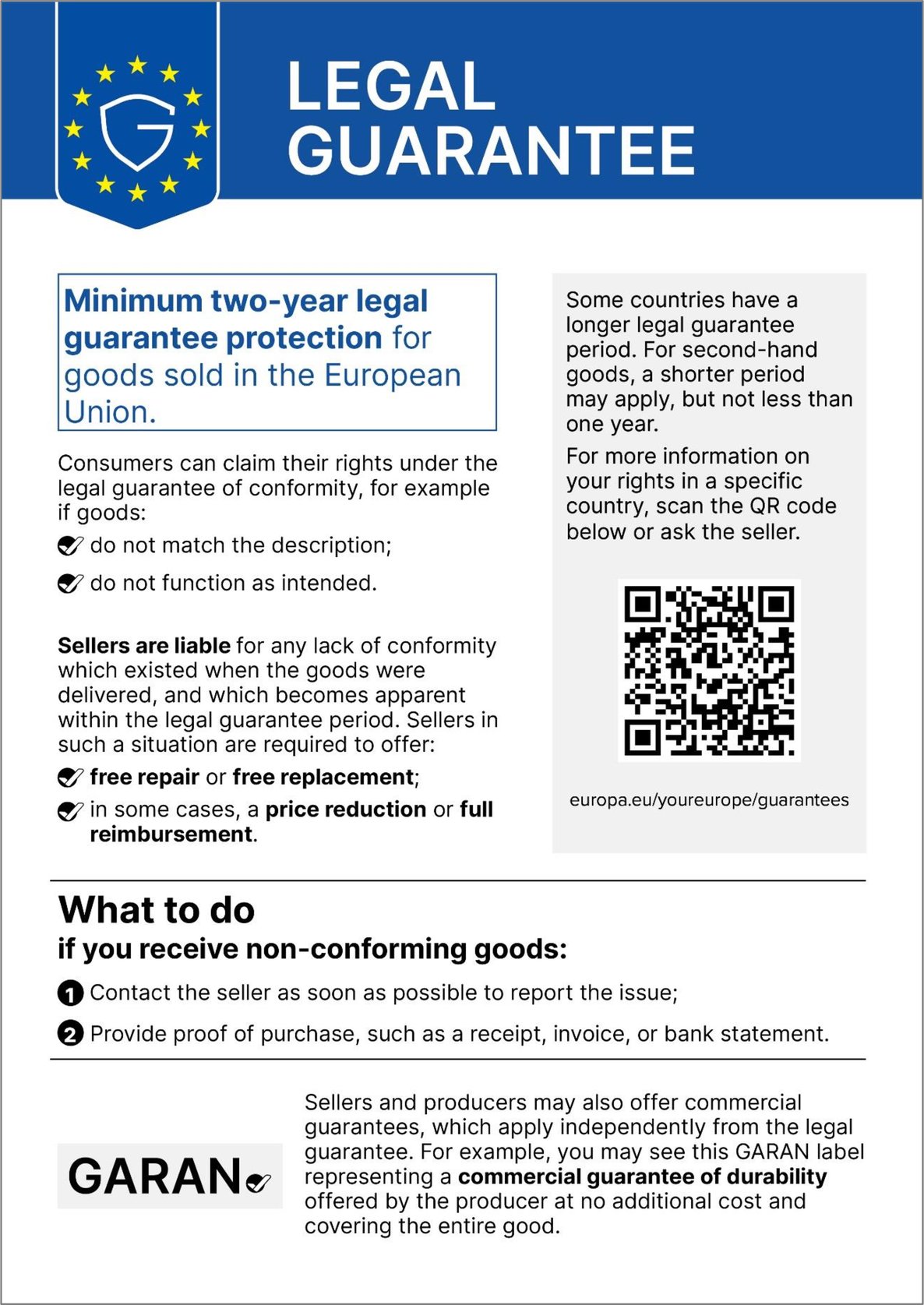 Legal guarantee notice English A4 preview